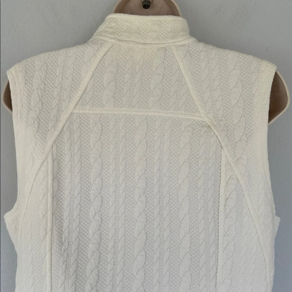 Westbound white textured cable knit cotton stretch full zip vest size small
